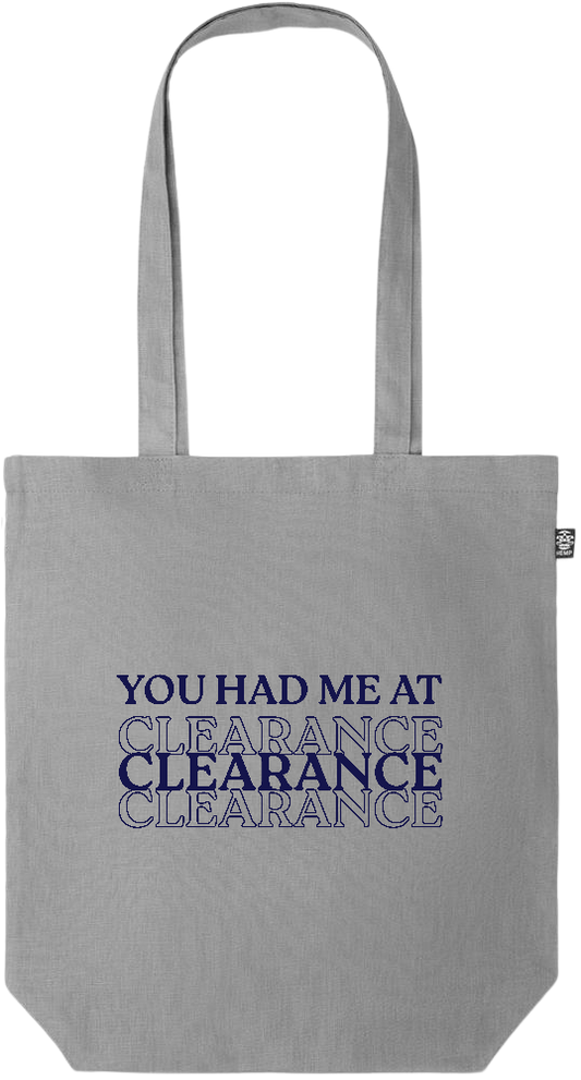 Clearance Design - Premium colored organic hemp tote bag_GREY_front