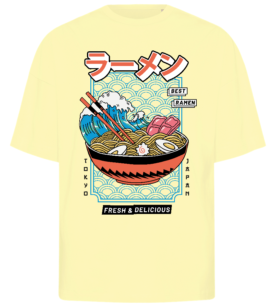 Delicious Ramen Design - Premium men's oversized t-shirt_LIGHT YELLOW_front