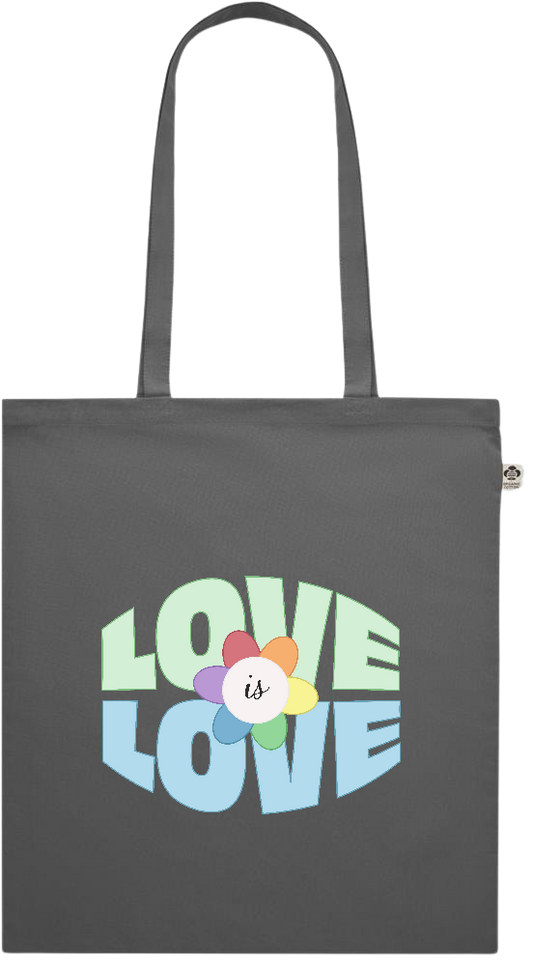 Love is Love Flower Design - Premium colored organic cotton shopping bag_STONE GREY_front