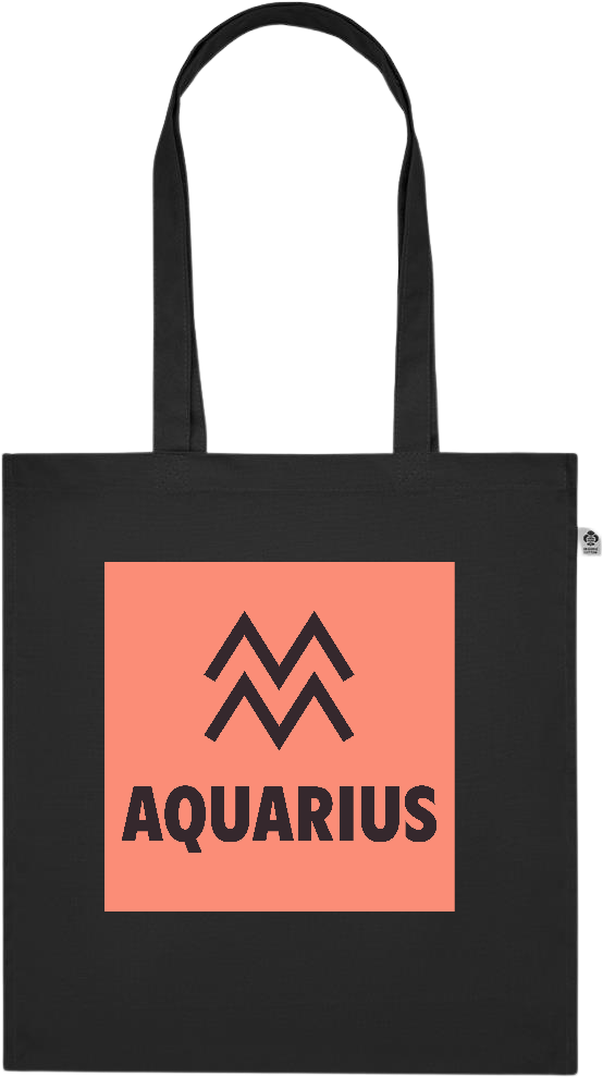 Zodiac Aquarius Design - Premium colored organic cotton tote bag_BLACK_front