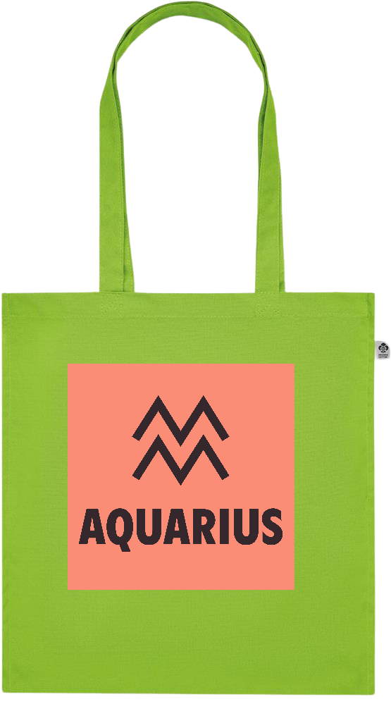 Zodiac Aquarius Design - Premium colored organic cotton tote bag_LIME_front