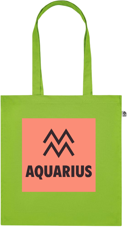 Zodiac Aquarius Design - Premium colored organic cotton tote bag_LIME_front