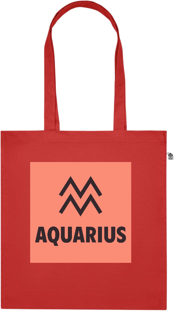 Zodiac Aquarius Design - Premium colored organic cotton tote bag_RED_front