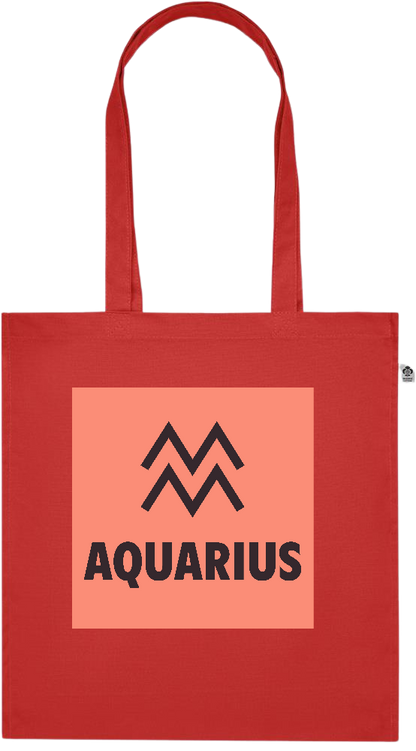 Zodiac Aquarius Design - Premium colored organic cotton tote bag_RED_front