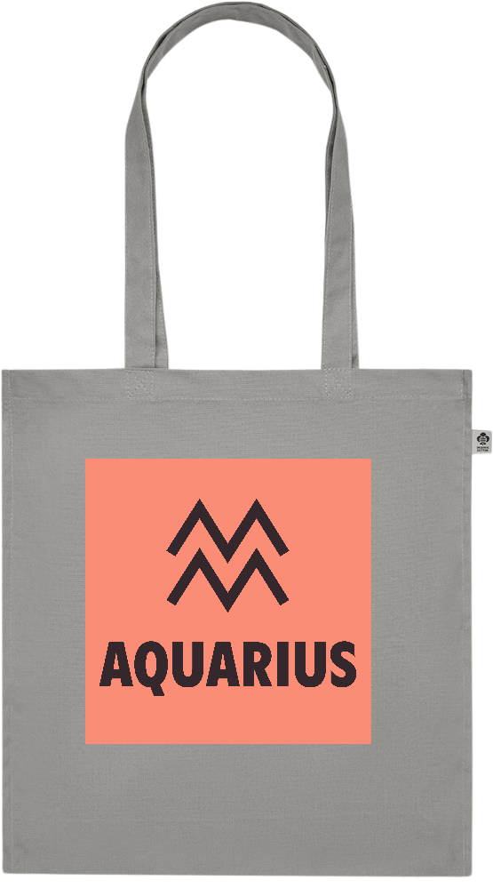 Zodiac Aquarius Design - Premium colored organic cotton tote bag_STONE GREY_front