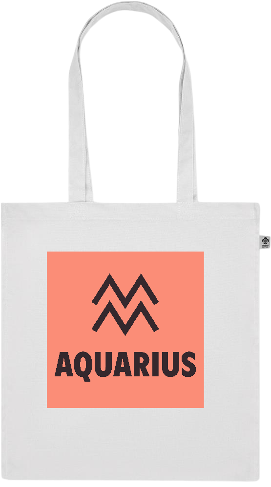 Zodiac Aquarius Design - Premium colored organic cotton tote bag_WHITE_front