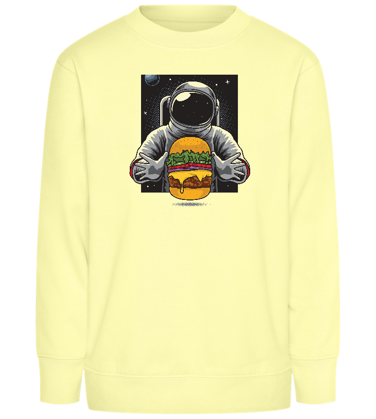 Spaceman Burger Design - Comfort Kids Sweater_AMARELO CLARO_front