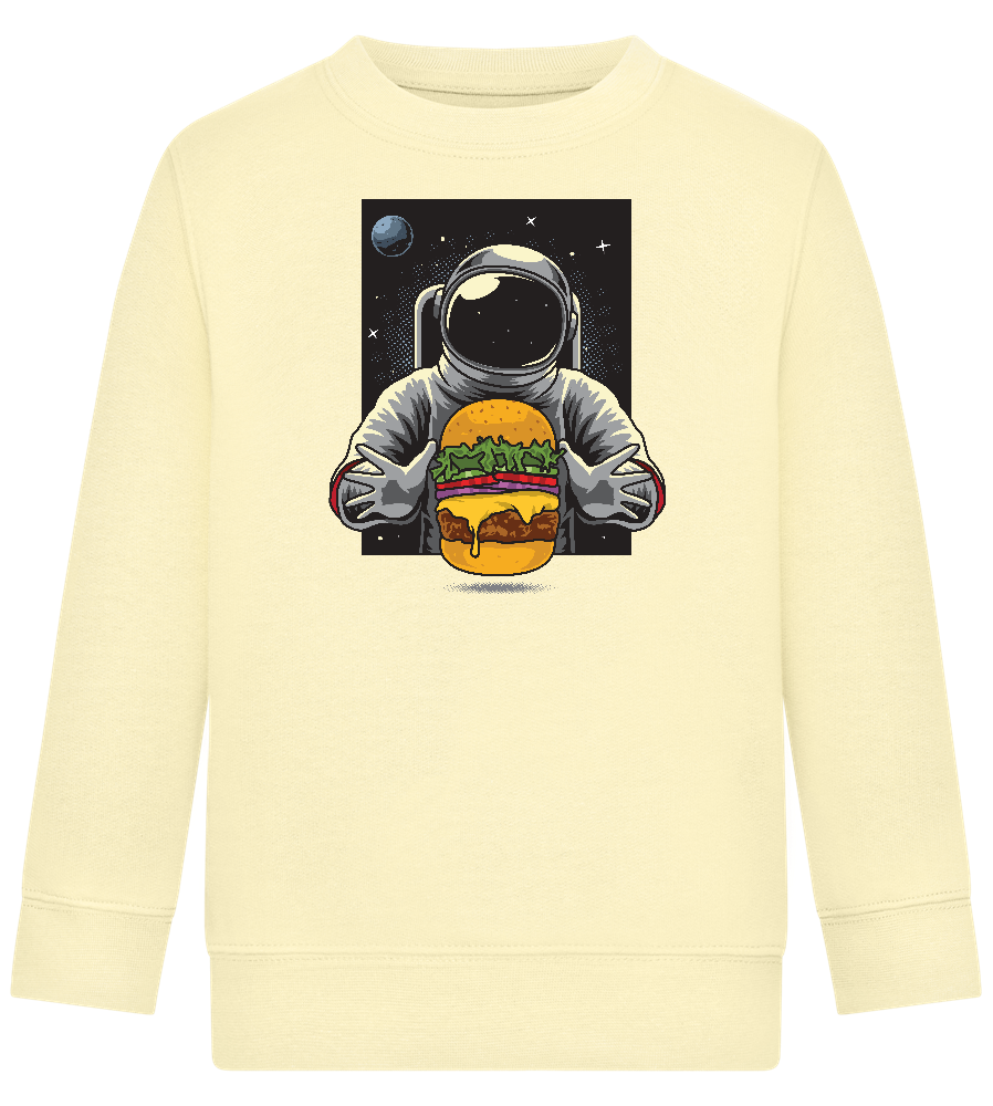 Spaceman Burger Design - Comfort Kids Sweater_AMARELO CLARO_front