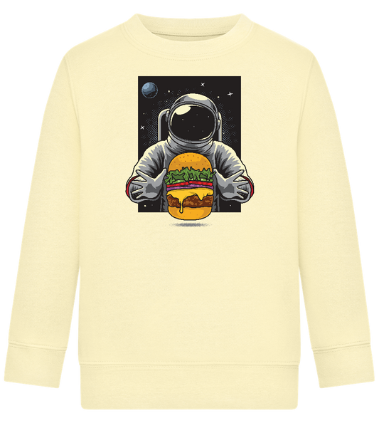 Spaceman Burger Design - Comfort Kids Sweater_AMARELO CLARO_front