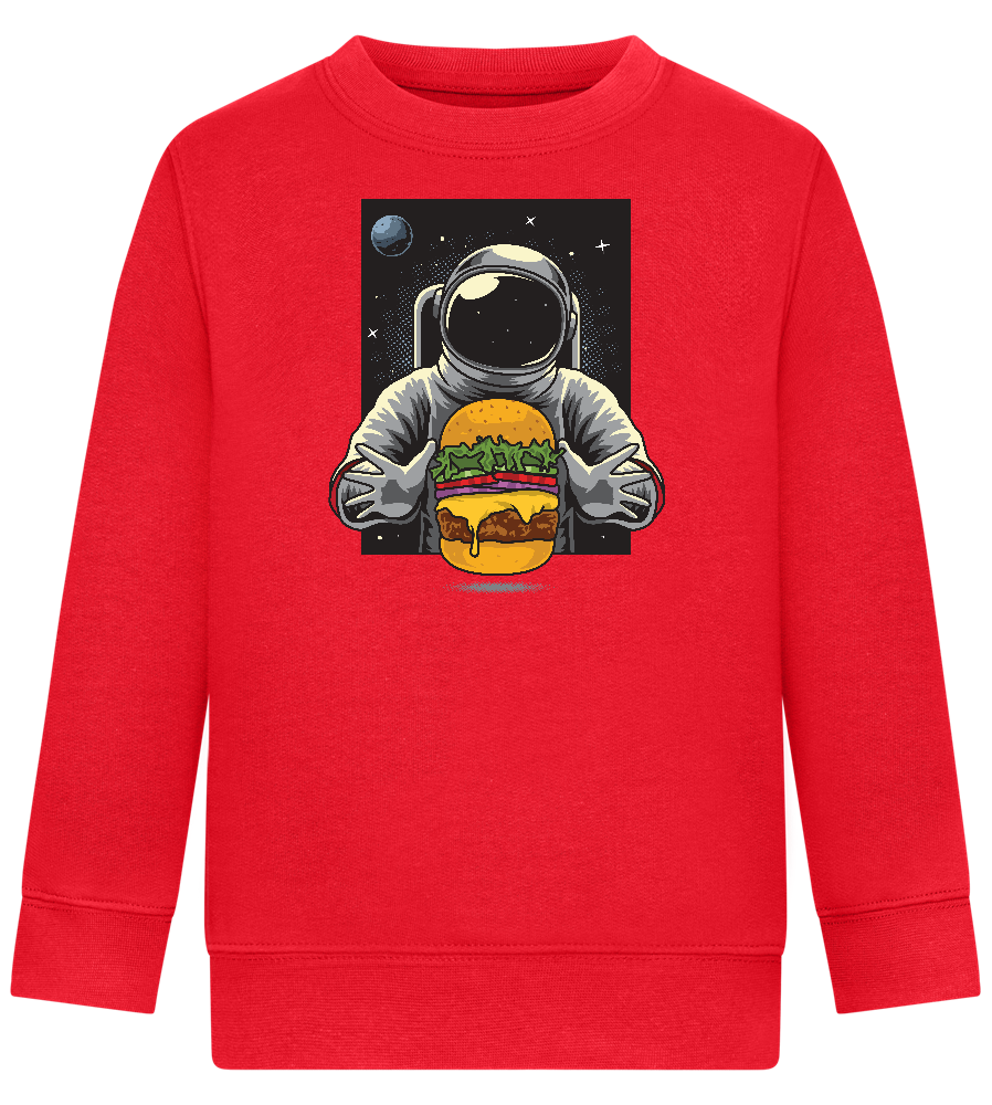 Spaceman Burger Design - Comfort Kids Sweater_BRIGHT RED_front