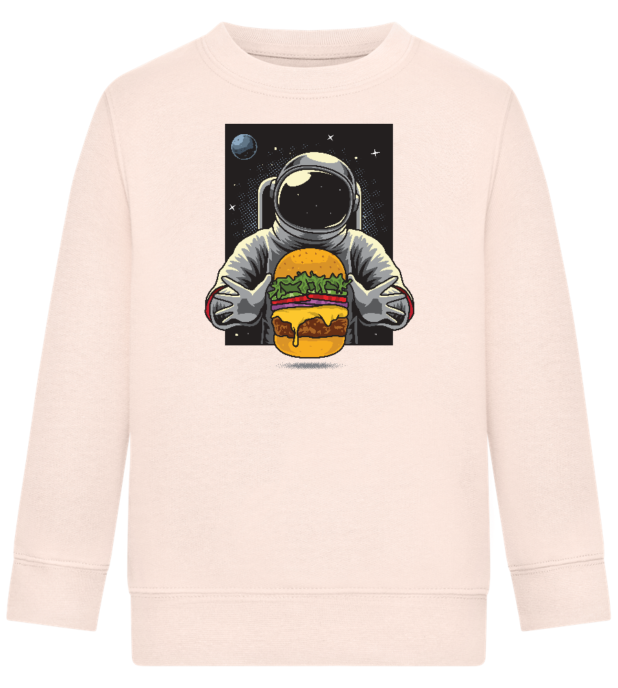 Spaceman Burger Design - Comfort Kids Sweater_LIGHT PEACH ROSE_front