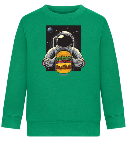 Spaceman Burger Design - Comfort Kids Sweater_MEADOW GREEN_front