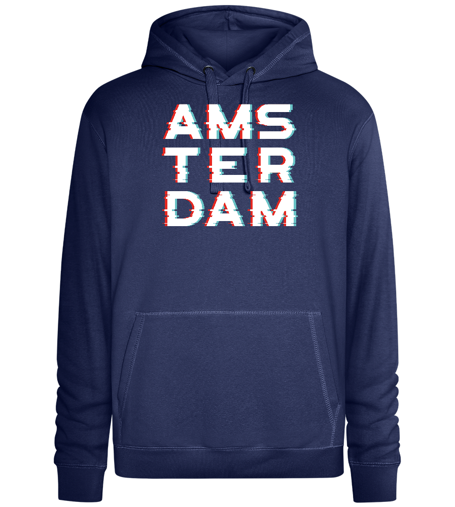 Glitched Amsterdam Design - Premium unisex hoodie_DENIM CHINA_front