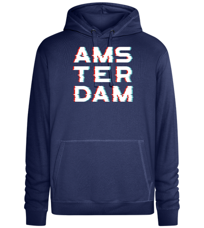 Glitched Amsterdam Design - Premium unisex hoodie_DENIM CHINA_front