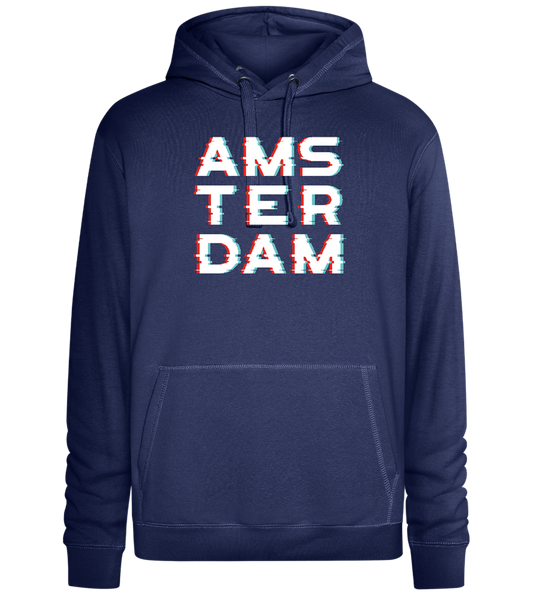 Glitched Amsterdam Design - Premium unisex hoodie_DENIM CHINA_front