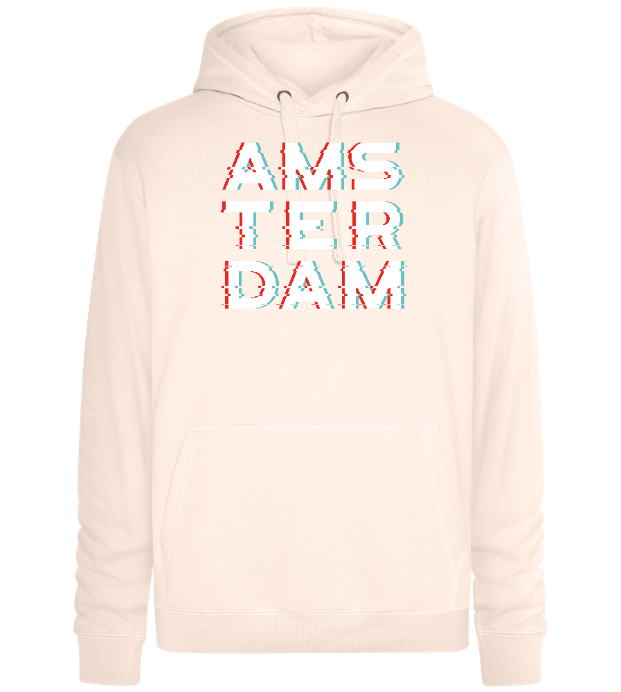 Glitched Amsterdam Design - Premium unisex hoodie_LIGHT PEACH ROSE_front