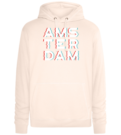 Glitched Amsterdam Design - Premium unisex hoodie_LIGHT PEACH ROSE_front