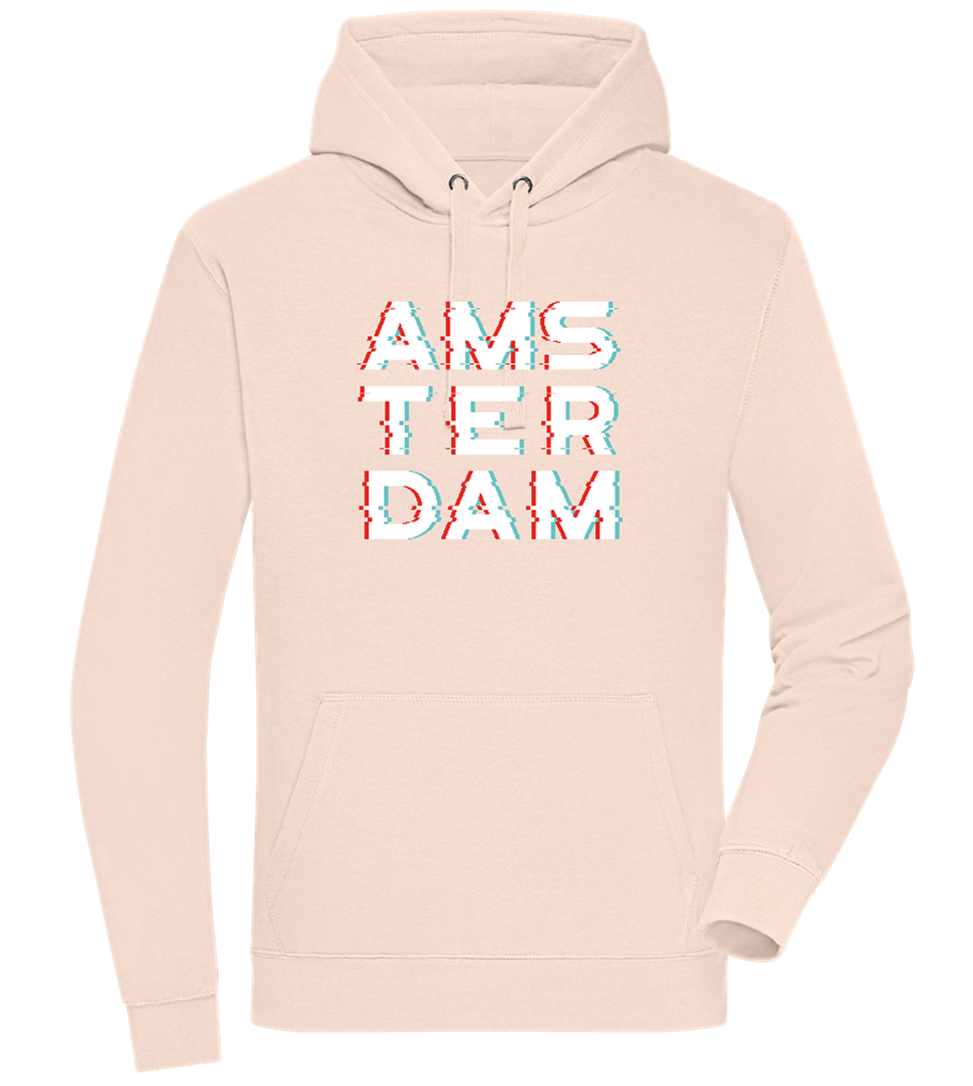 Glitched Amsterdam Design - Premium unisex hoodie_LIGHT PEACH ROSE_front