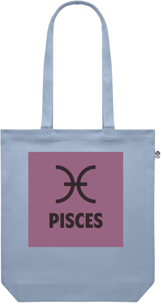 Zodiac Pisces Design - Premium colored organic canvas shopping bag_BABY BLUE_front