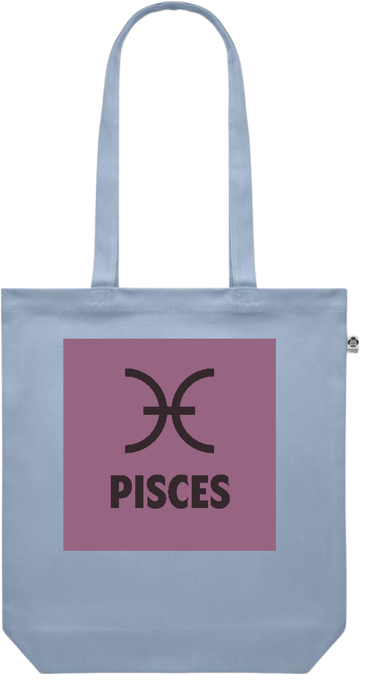 Zodiac Pisces Design - Premium colored organic canvas shopping bag_BABY BLUE_front