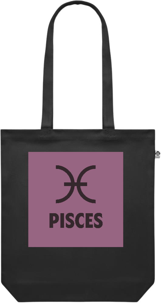 Zodiac Pisces Design - Premium colored organic canvas shopping bag_BLACK_front