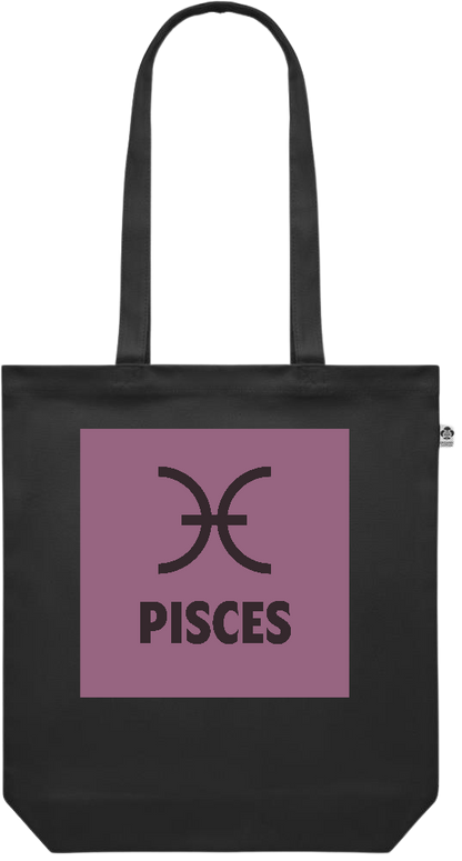 Zodiac Pisces Design - Premium colored organic canvas shopping bag_BLACK_front