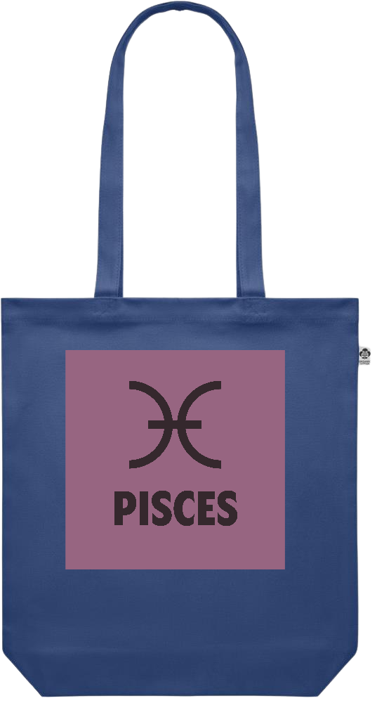 Zodiac Pisces Design - Premium colored organic canvas shopping bag_BLUE_front