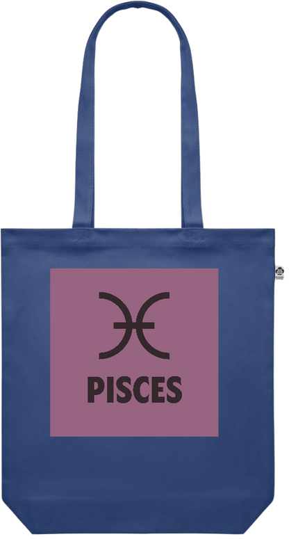 Zodiac Pisces Design - Premium colored organic canvas shopping bag_BLUE_front