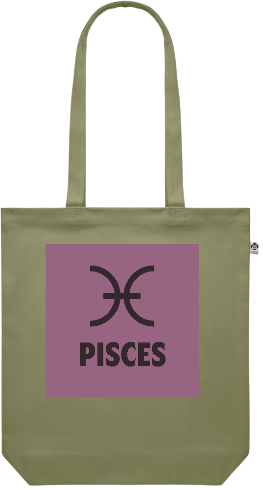 Zodiac Pisces Design - Premium colored organic canvas shopping bag_GREEN_front