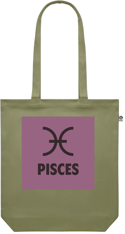 Zodiac Pisces Design - Premium colored organic canvas shopping bag_GREEN_front