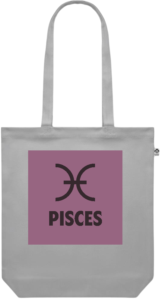 Zodiac Pisces Design - Premium colored organic canvas shopping bag_GREY_front