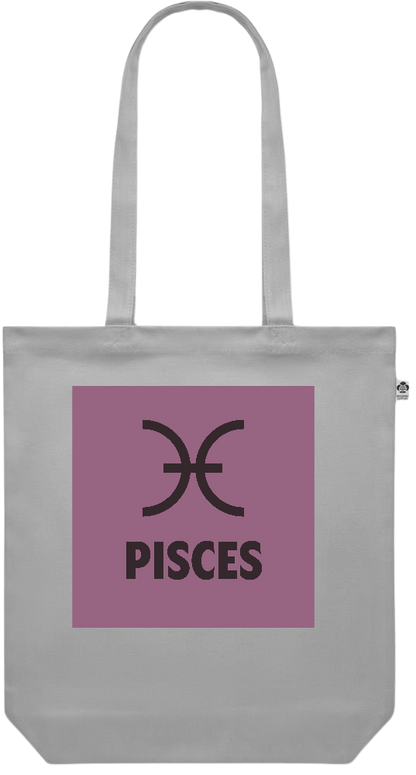 Zodiac Pisces Design - Premium colored organic canvas shopping bag_GREY_front