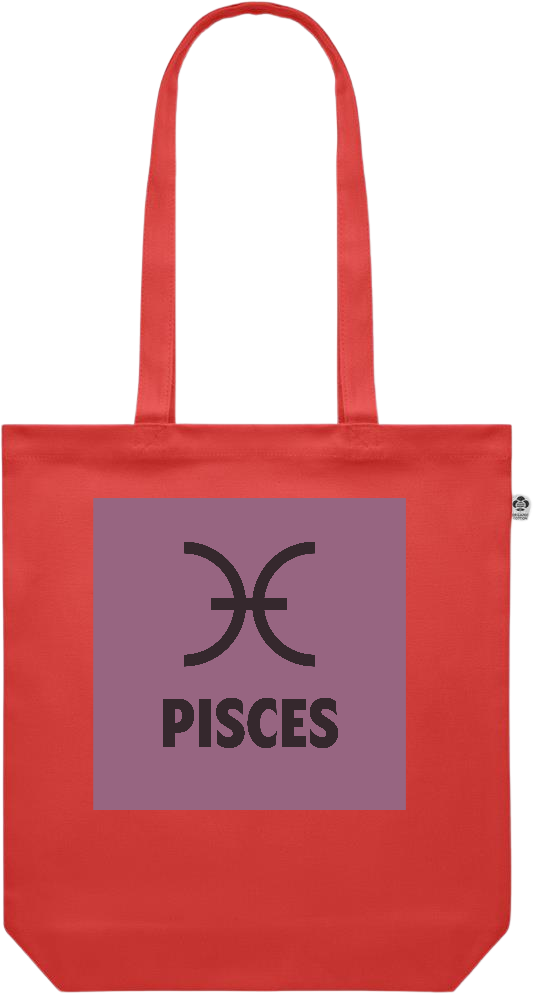 Zodiac Pisces Design - Premium colored organic canvas shopping bag_RED_front