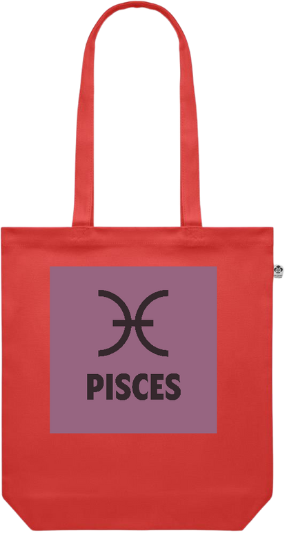 Zodiac Pisces Design - Premium colored organic canvas shopping bag_RED_front