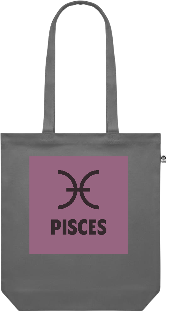 Zodiac Pisces Design - Premium colored organic canvas shopping bag_STONE GREY_front