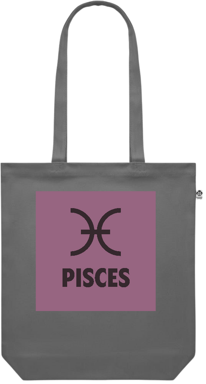 Zodiac Pisces Design - Premium colored organic canvas shopping bag_STONE GREY_front