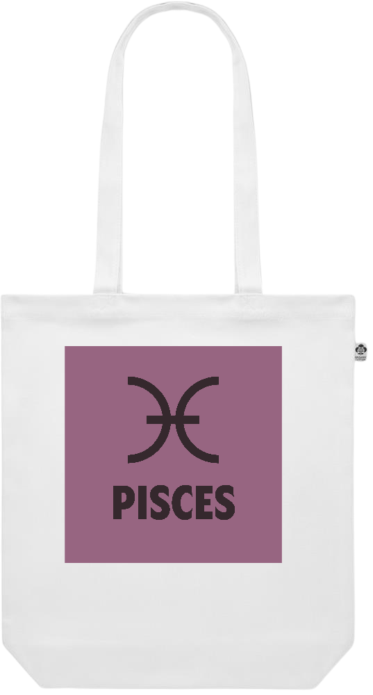 Zodiac Pisces Design - Premium colored organic canvas shopping bag_WHITE_front