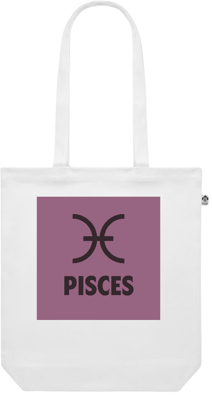 Zodiac Pisces Design - Premium colored organic canvas shopping bag_WHITE_front