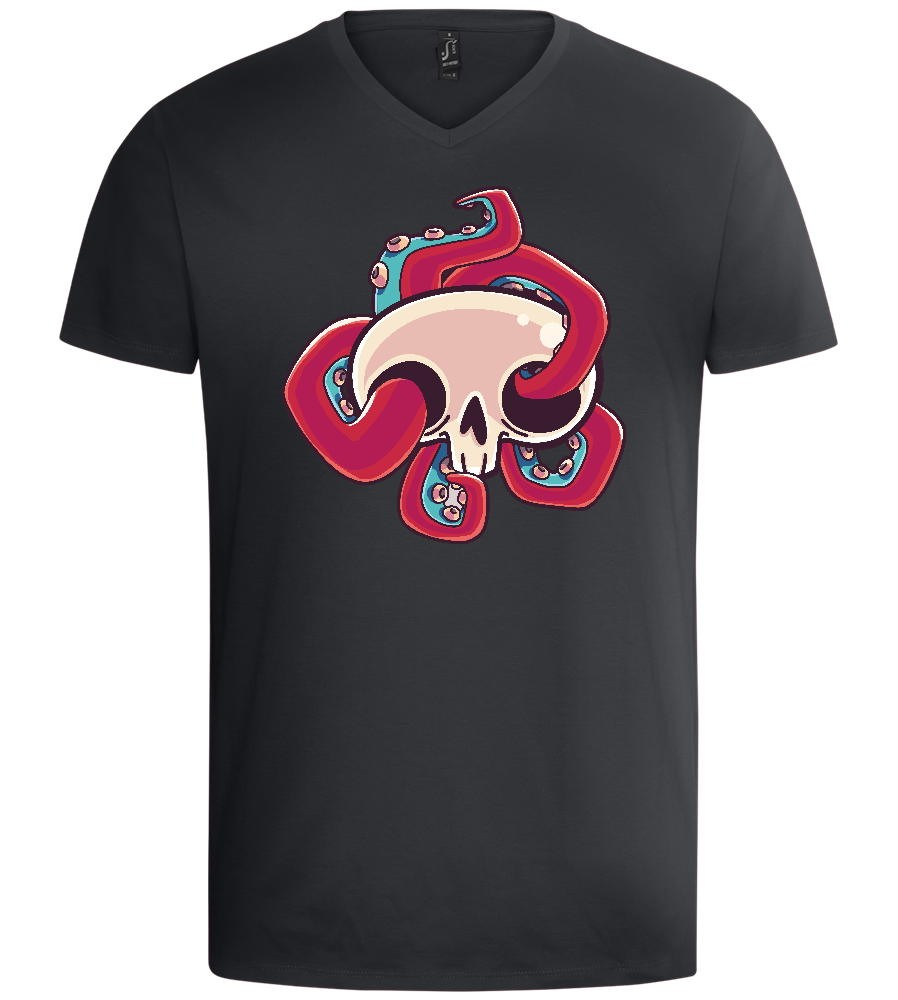 Squid Skull Design - Basic men's v-neck t-shirt_DARK GRAY_front