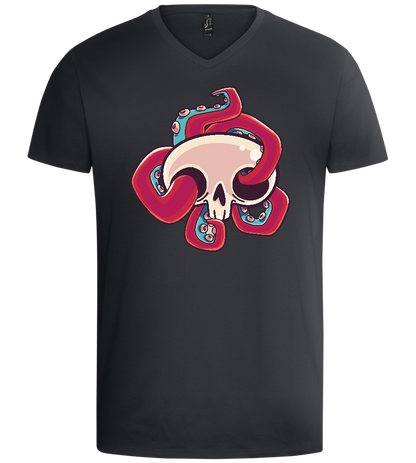 Squid Skull Design - Basic men's v-neck t-shirt_DARK GRAY_front