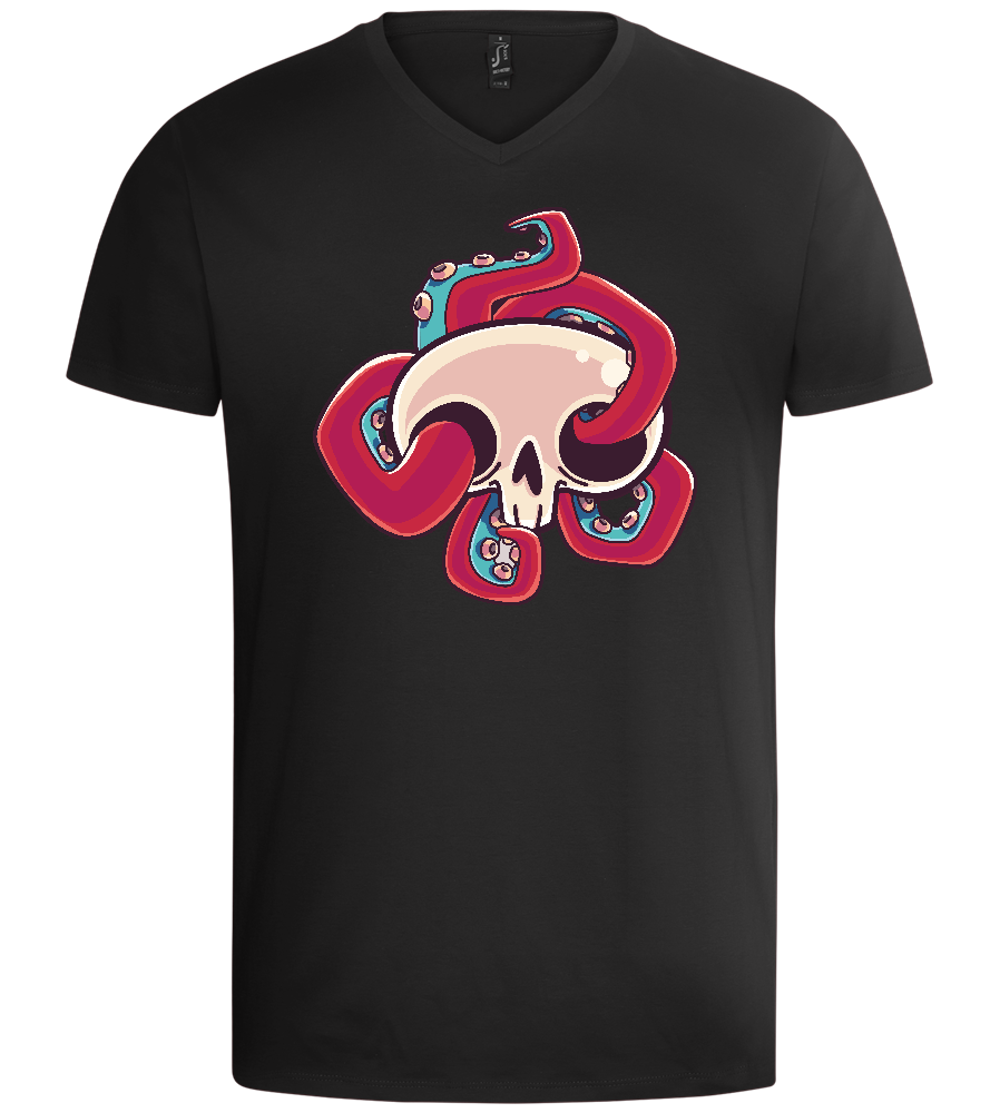 Squid Skull Design - Basic men's v-neck t-shirt_DEEP BLACK_front