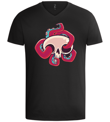 Squid Skull Design - Basic men's v-neck t-shirt_DEEP BLACK_front