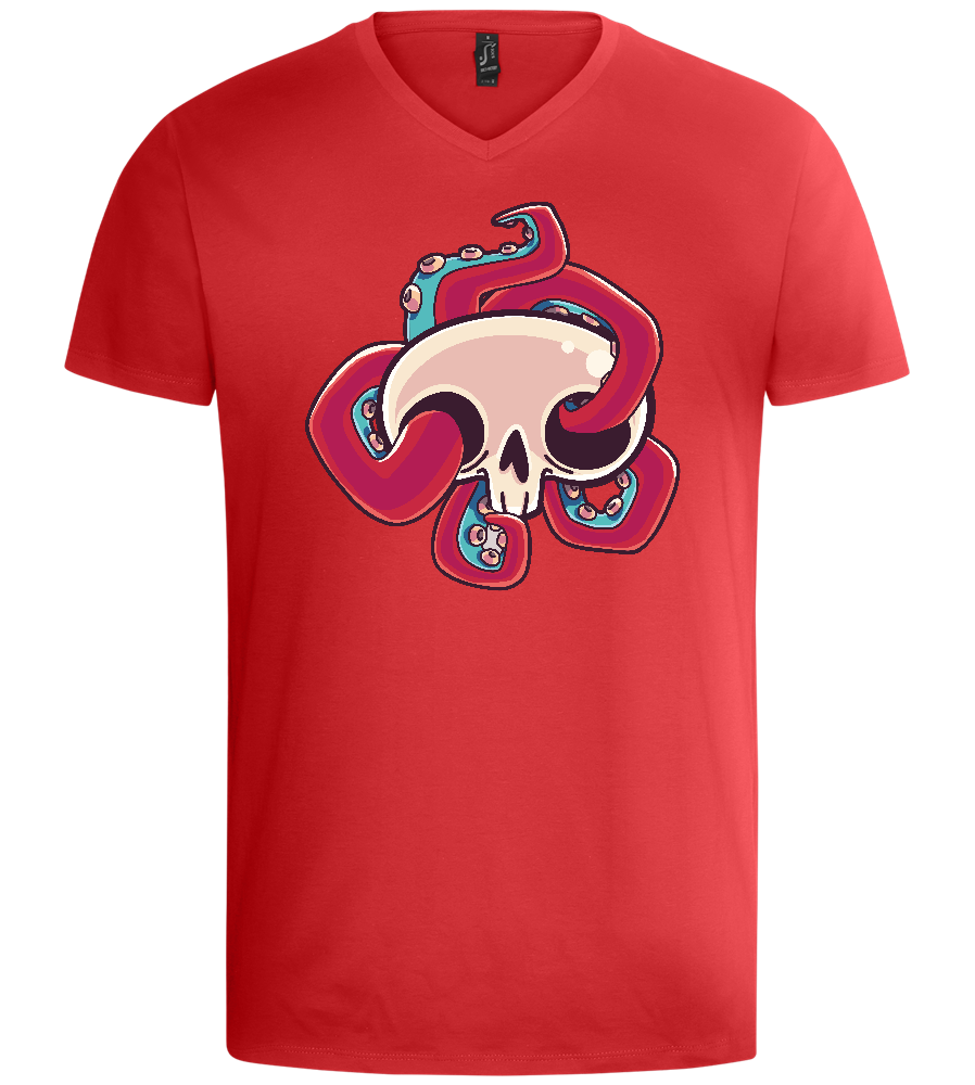 Squid Skull Design - Basic men's v-neck t-shirt_RED_front