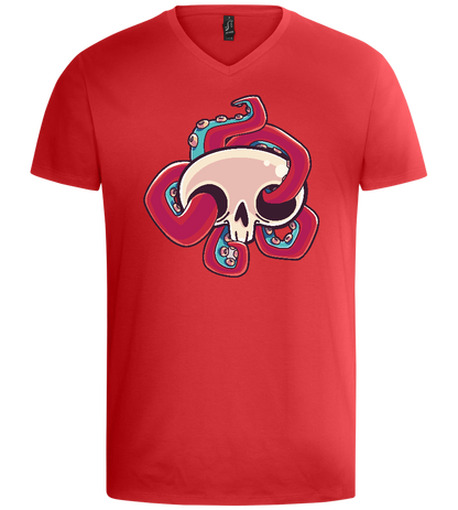 Squid Skull Design - Basic men's v-neck t-shirt_RED_front