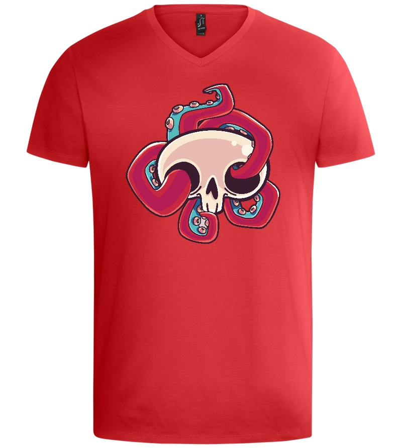 Squid Skull Design - Basic men's v-neck t-shirt_RED_front