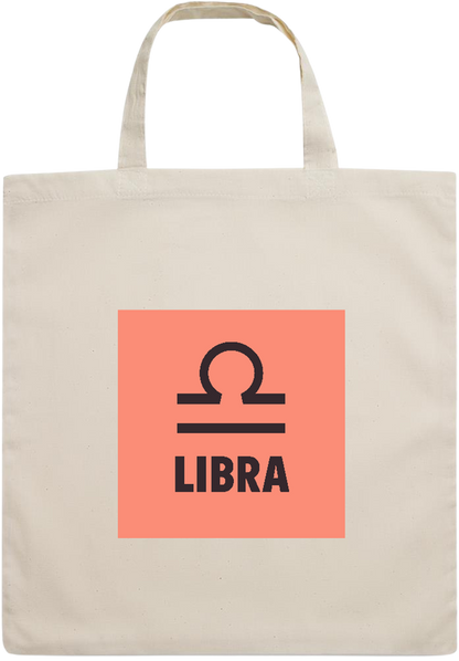 Zodiac Libra Design - Essential short handle cotton tote bag_BEIGE_front