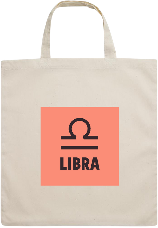 Zodiac Libra Design - Essential short handle cotton tote bag_BEIGE_front