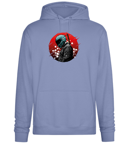 Red Samurai Design - Premium Essential Unisex Hoodie_BLUE_front