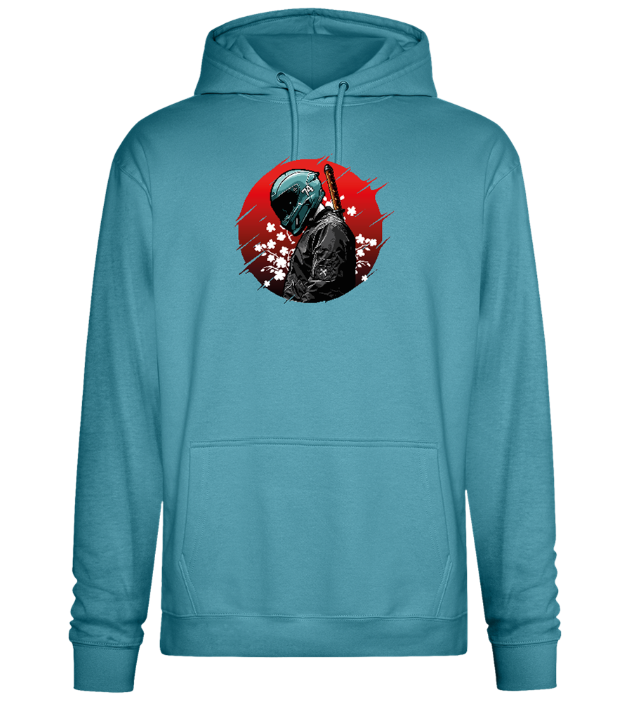 Red Samurai Design - Premium Essential Unisex Hoodie_POOL BLUE_front