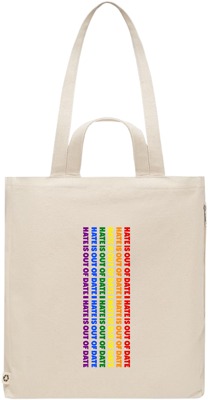 Hate is Out of Date Design - Premium recycled polycotton beach bag_BEIGE_front